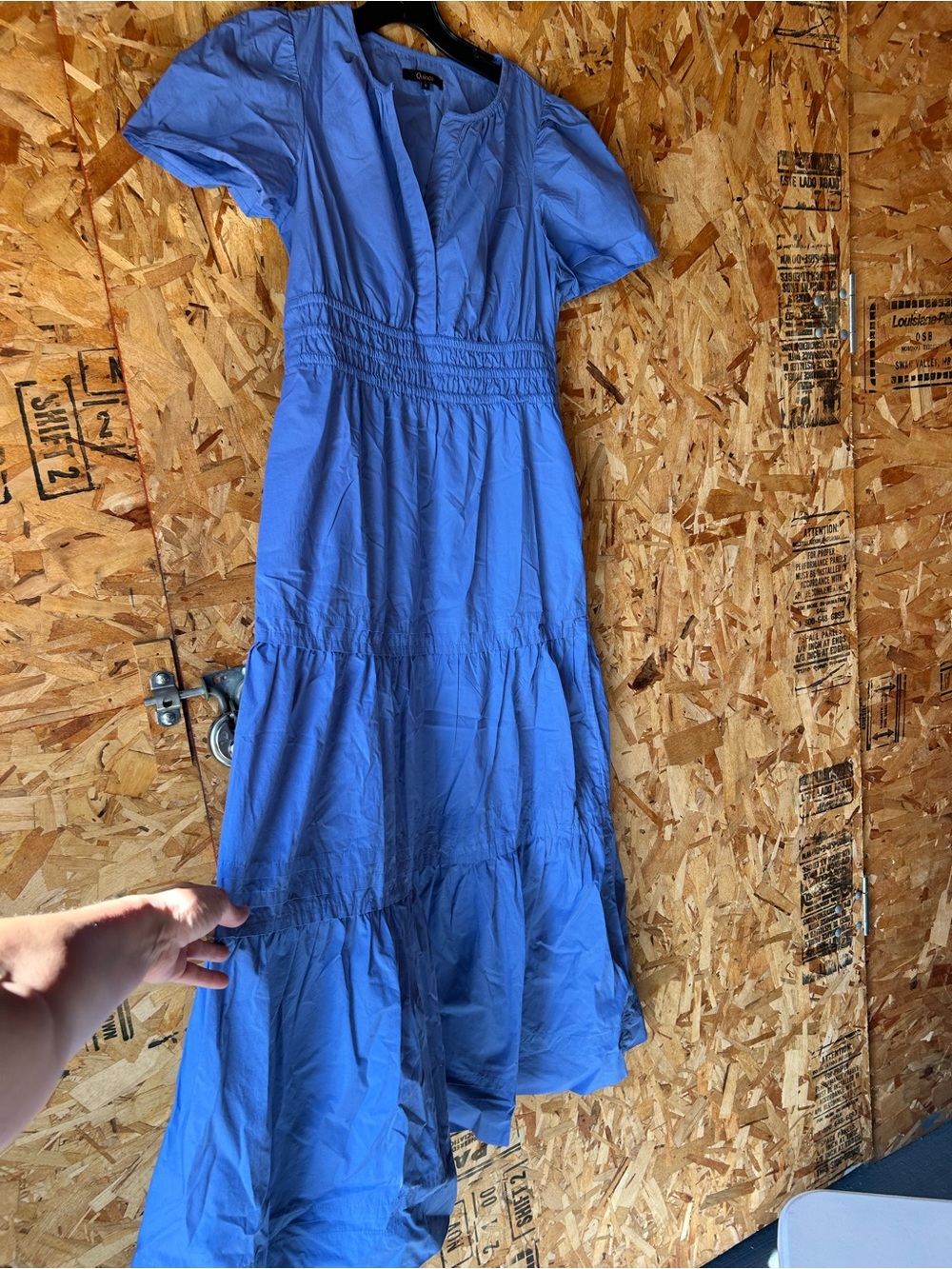 Quince Cornflower Blue V-Neck Tiered Maxi Dress new! Organic cotton!!! - Picture 3 of 15